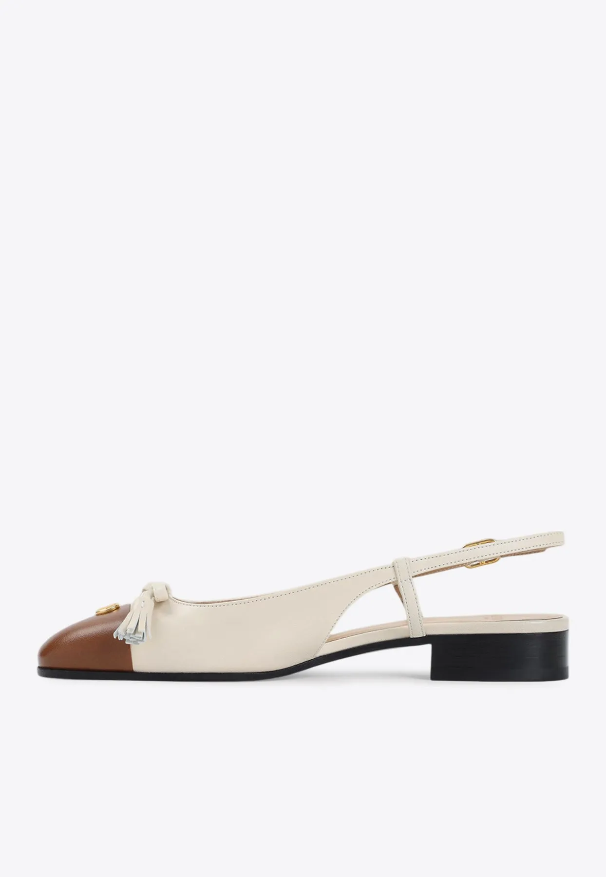 Paneled VLogo Leather Ballerinas