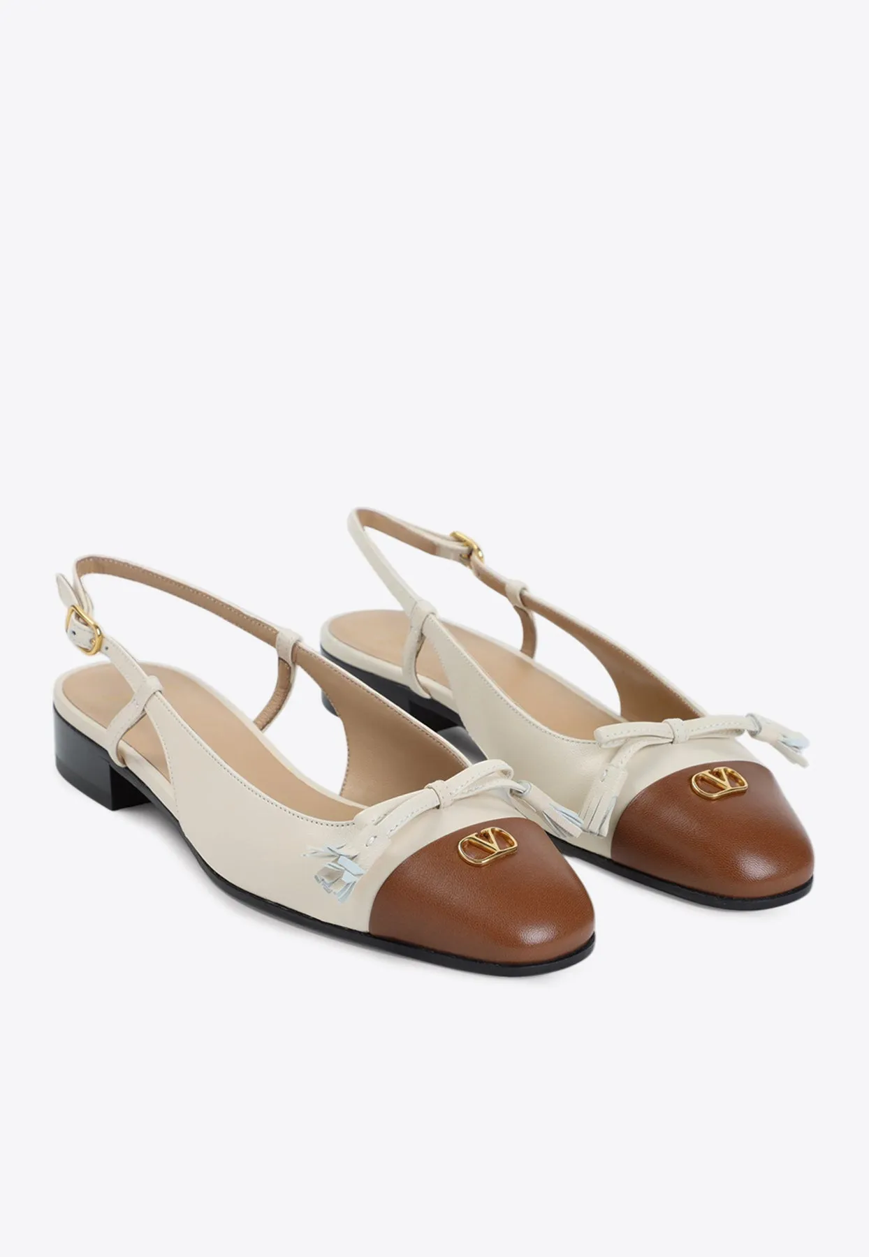 Paneled VLogo Leather Ballerinas