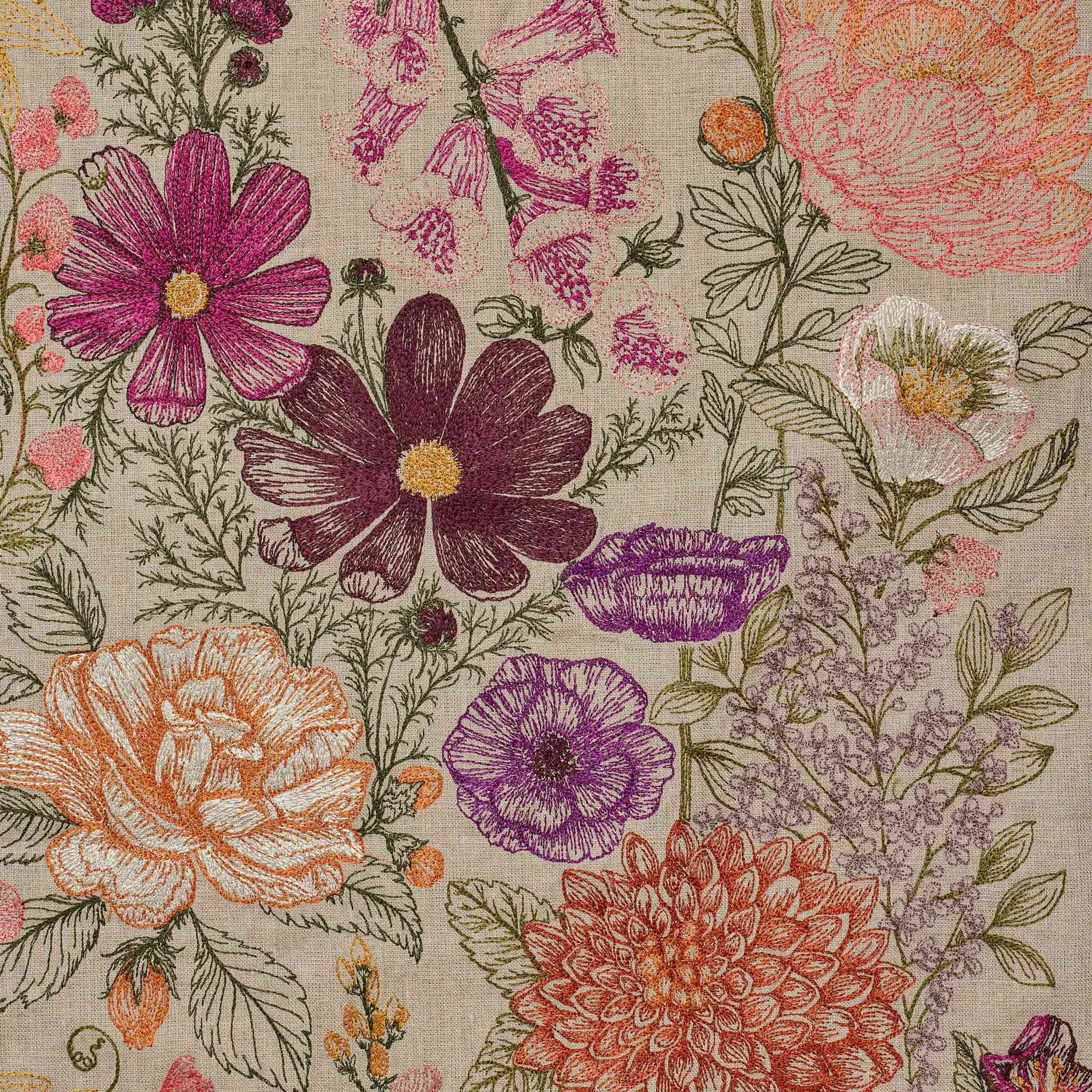 Paradise Garden Embroidered Linen Table Runner