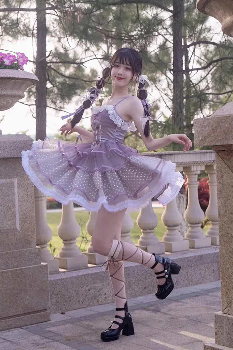 Purple Star Trail Star Yarn Multi-Layer Ballet Sweet Lolita Jsk Dress