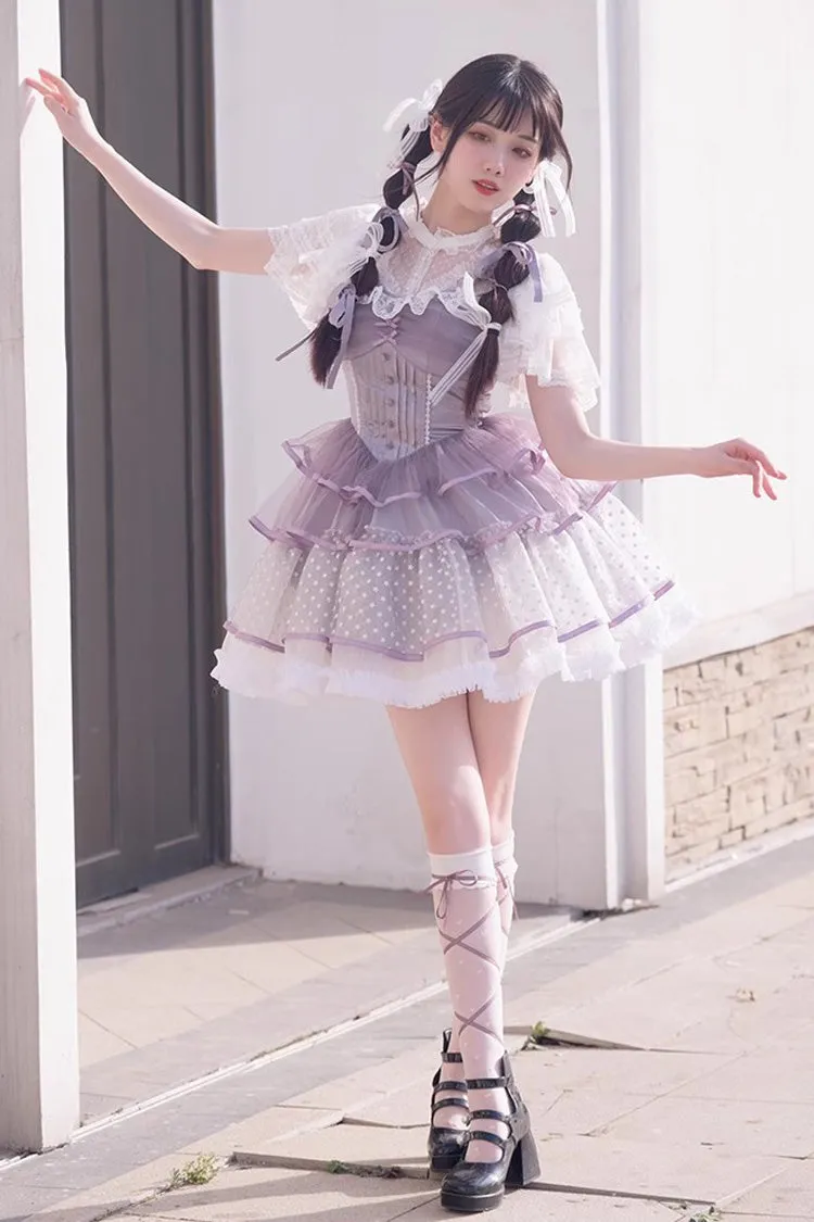 Purple Star Trail Star Yarn Multi-Layer Ballet Sweet Lolita Jsk Dress