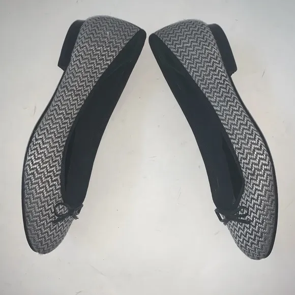 Ramon Tenza Black White Grey Tweed Ballet Flat 8.5