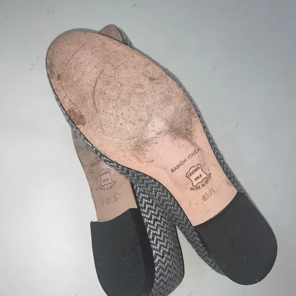 Ramon Tenza Black White Grey Tweed Ballet Flat 8.5