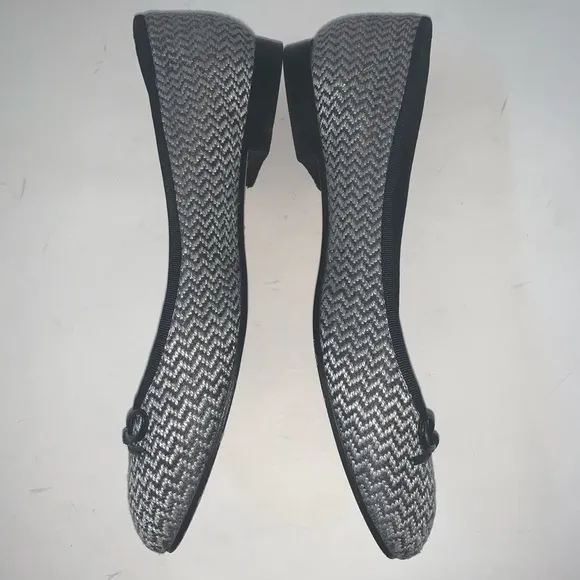 Ramon Tenza Black White Grey Tweed Ballet Flat 8.5