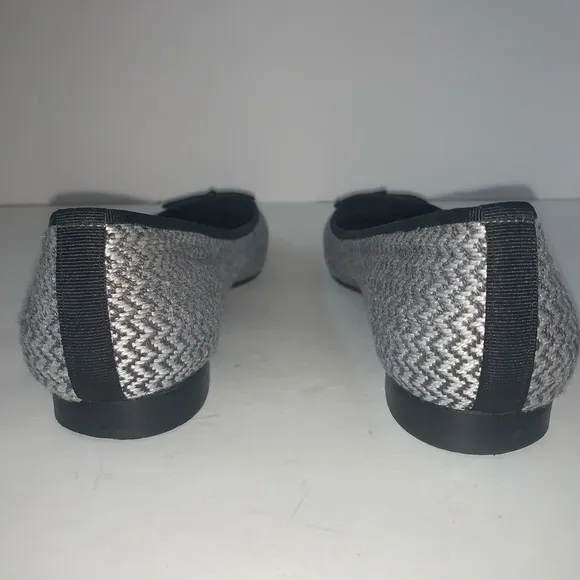 Ramon Tenza Black White Grey Tweed Ballet Flat 8.5