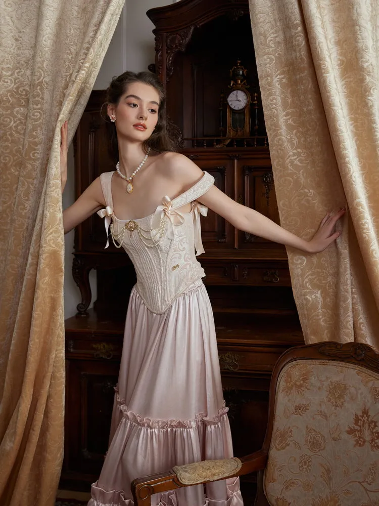 Regal Rose Corset & Satin Skirt Set