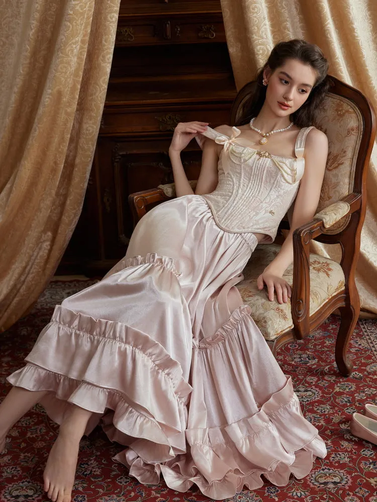 Regal Rose Corset & Satin Skirt Set