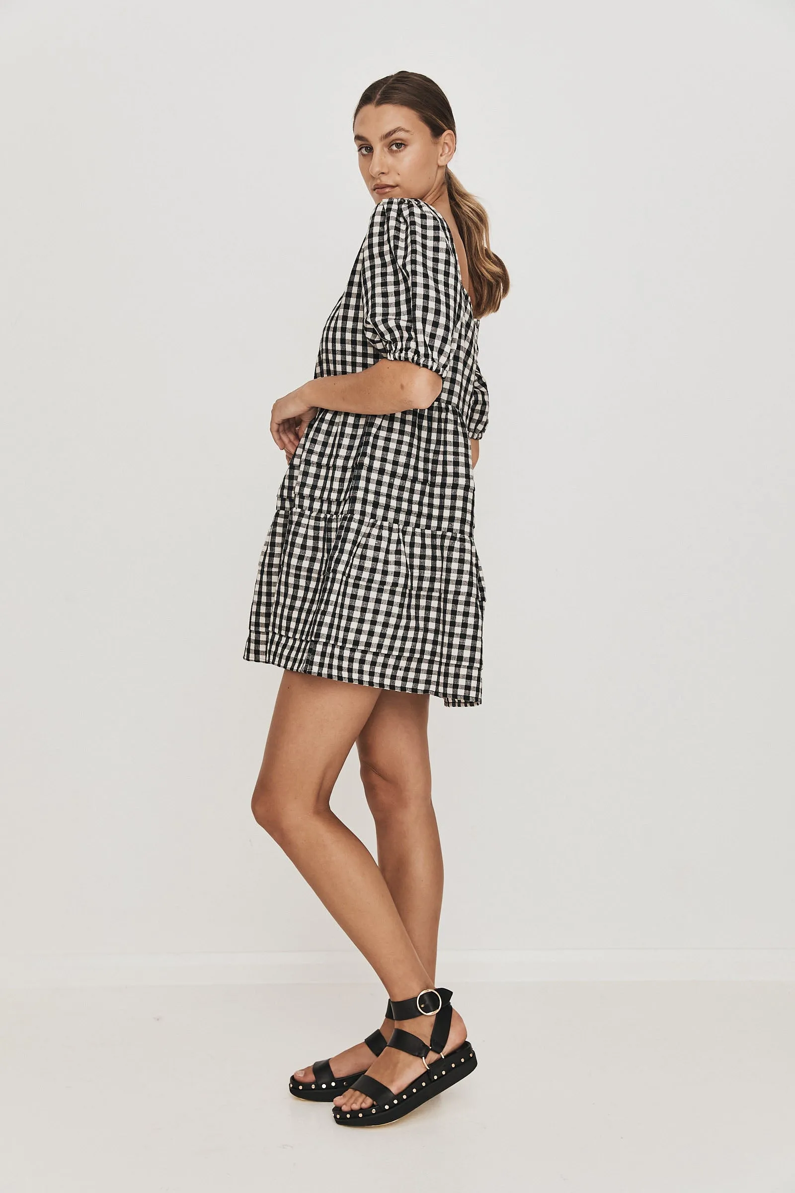 Rikki Smock Dress blk_white Check