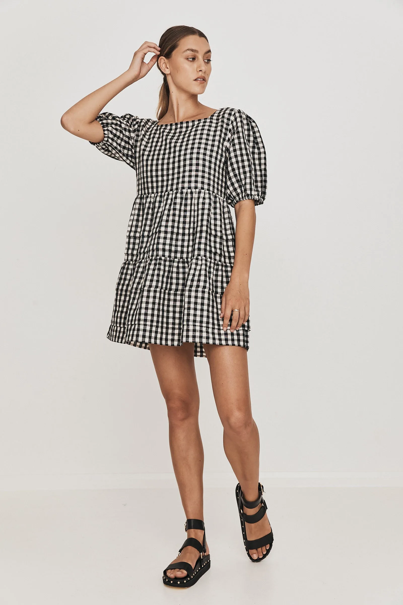 Rikki Smock Dress blk_white Check