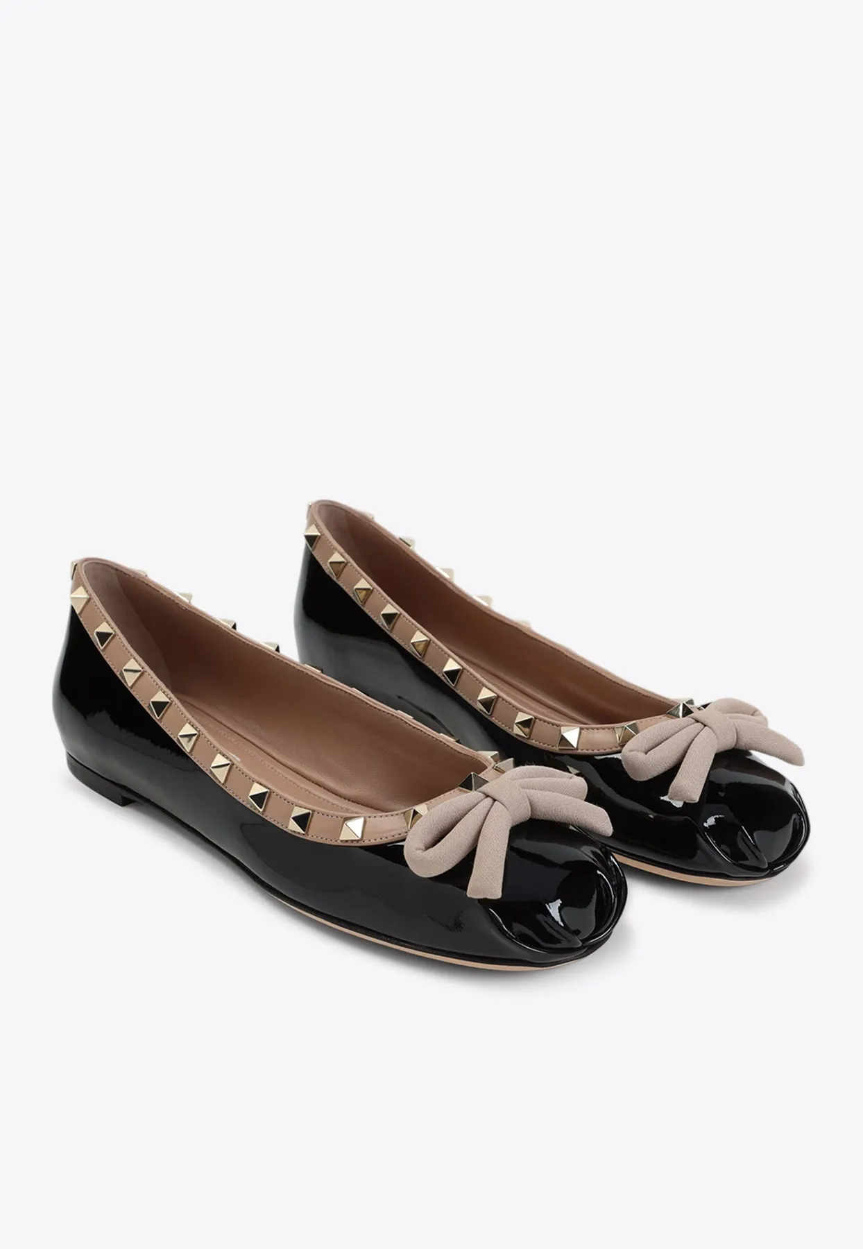Rockstud Patent Leather Ballet Flats
