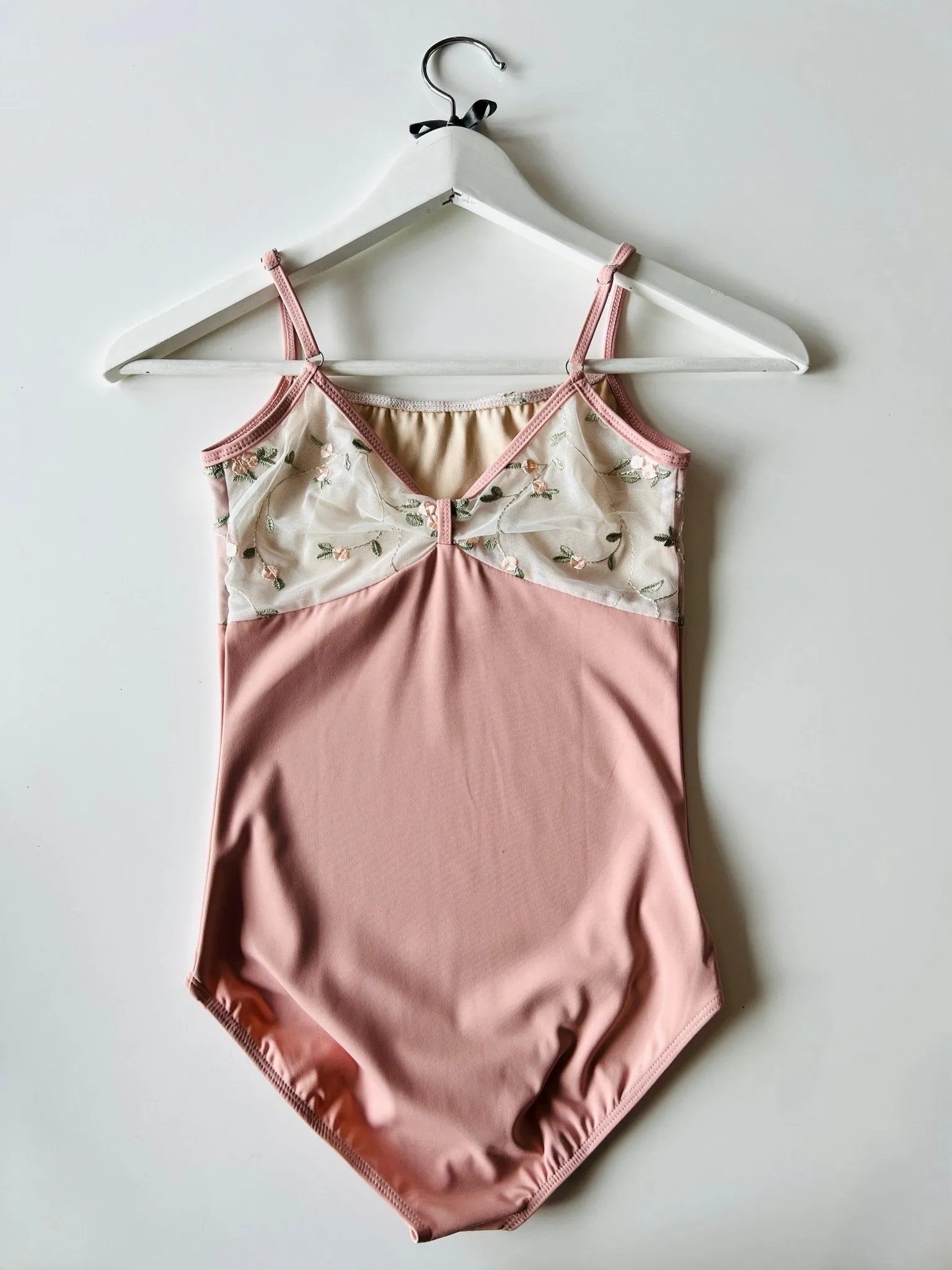 Rose Embroidered Camisole Leotard - Pink