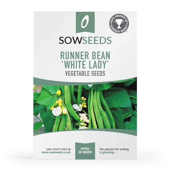 Runner Bean White Lady Seeds (AGM)