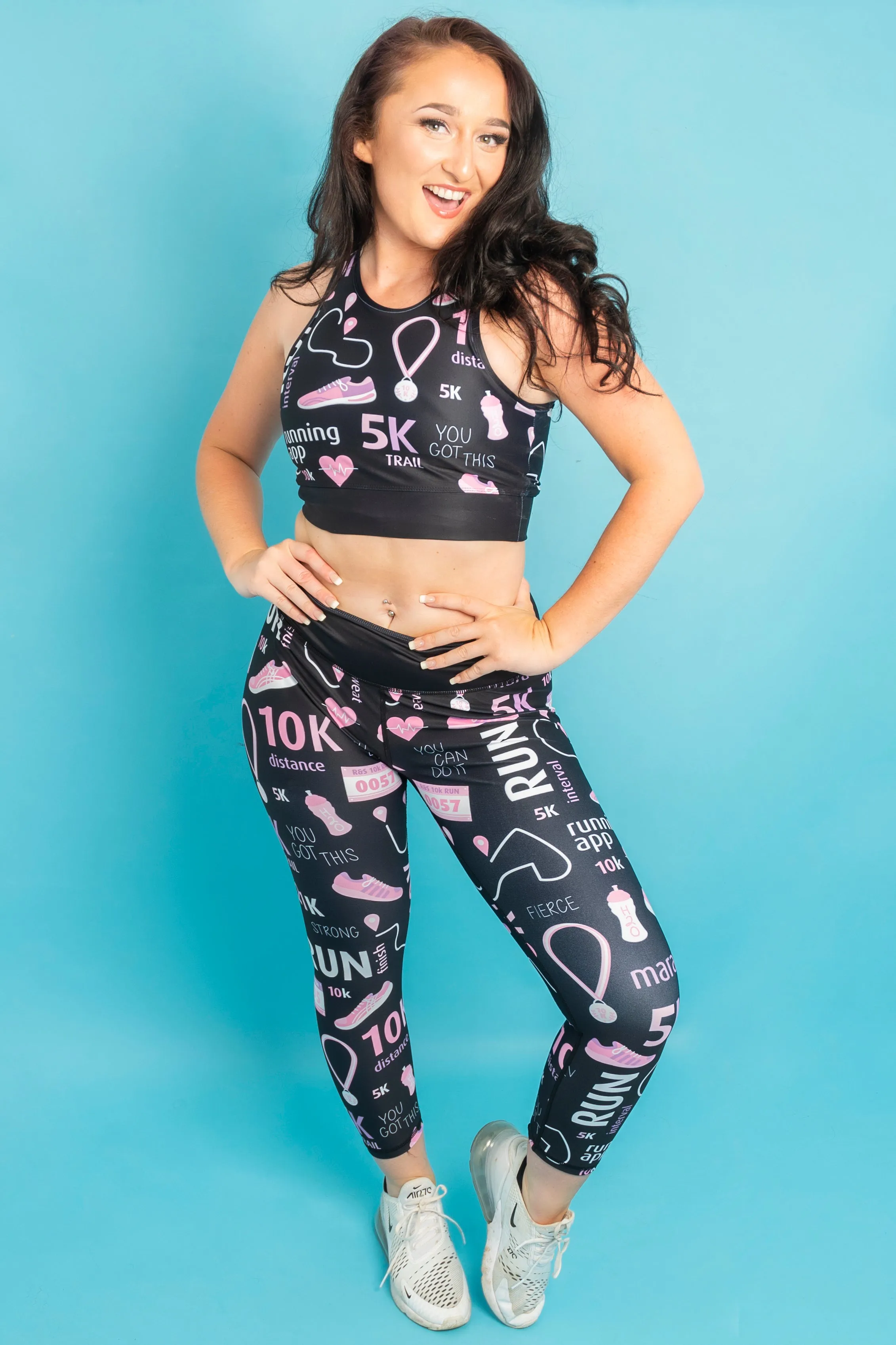 Runners (black & pink) Activewear Leggings - Petite 24" inside leg