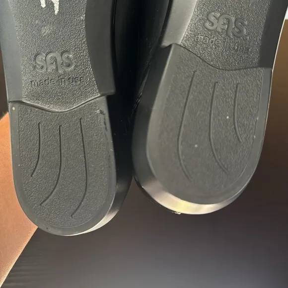 SAS Women's Coco Ballet Flat Black Bow Leather size 5.5 M