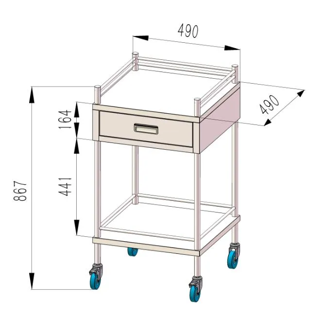 Stainless steel trolley 1 drawer, 993520