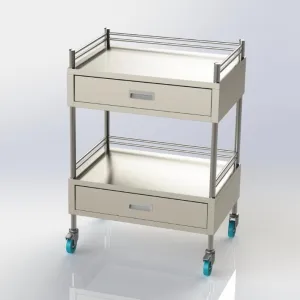 Stainless steel trolley double, double drawers, 993523