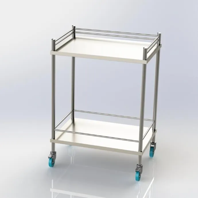 Stainless steel trolley double no drawer, 993522
