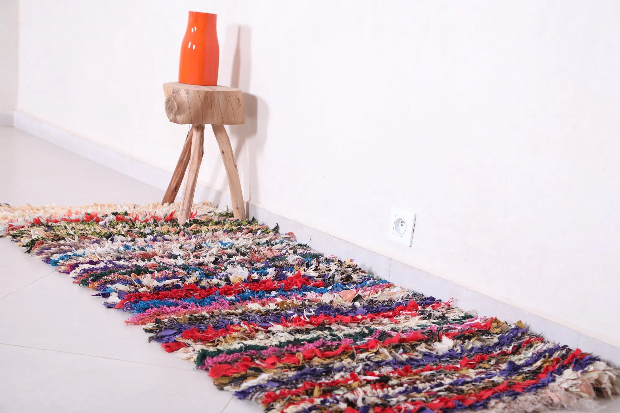 Striped Moroccan Rug Shag 2 X 5.6 Feet