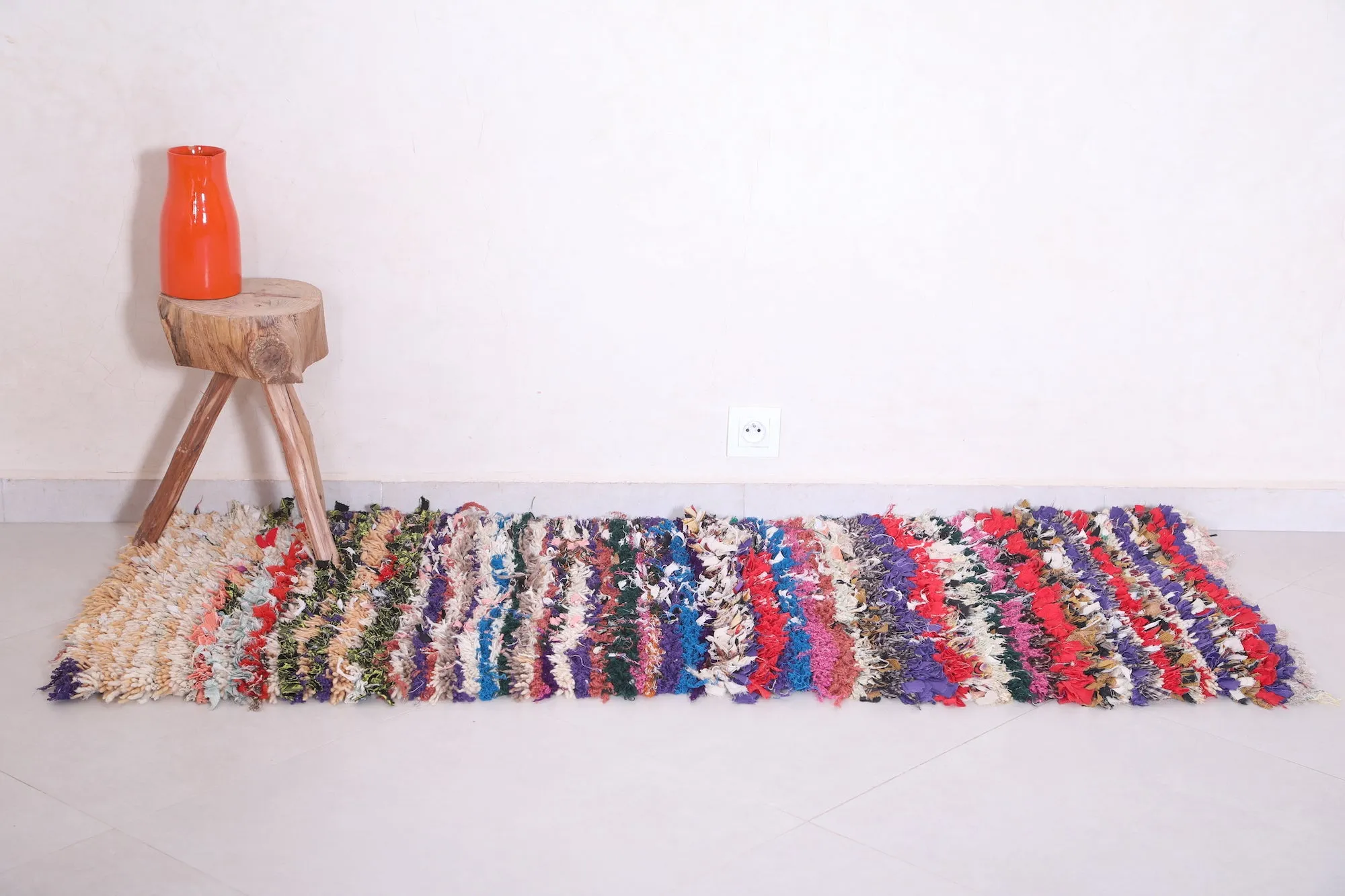 Striped Moroccan Rug Shag 2 X 5.6 Feet
