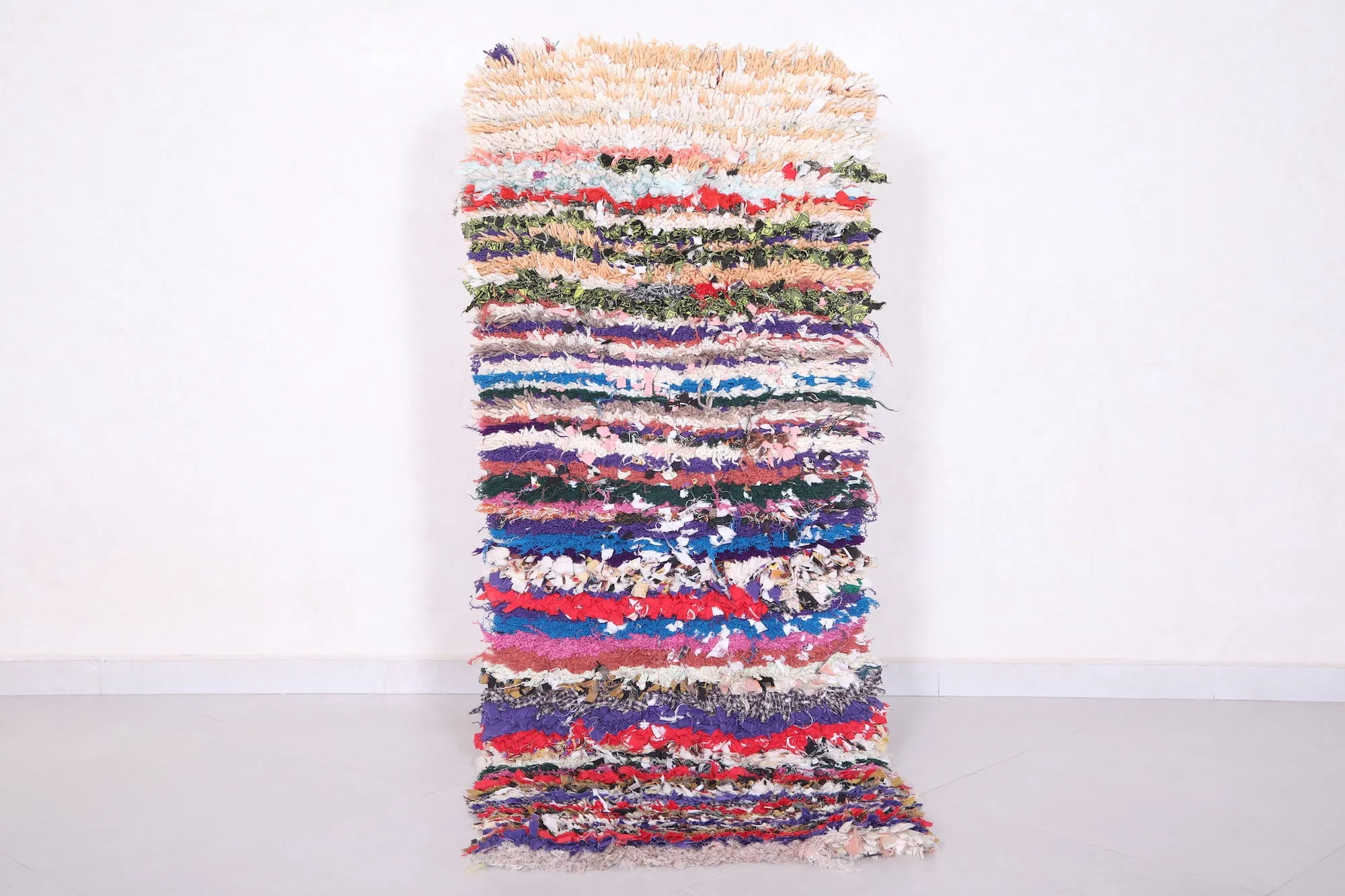 Striped Moroccan Rug Shag 2 X 5.6 Feet