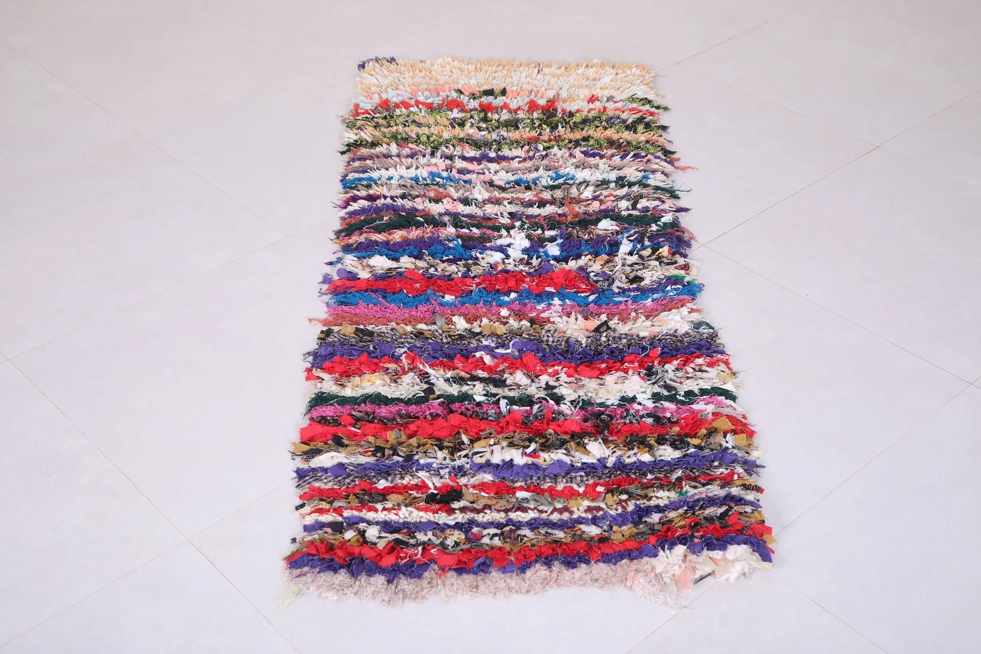 Striped Moroccan Rug Shag 2 X 5.6 Feet