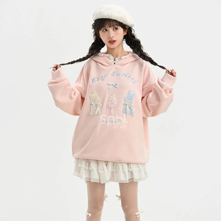 Sweet Ballet Style Pink Pullover Hooded Sweatshirt