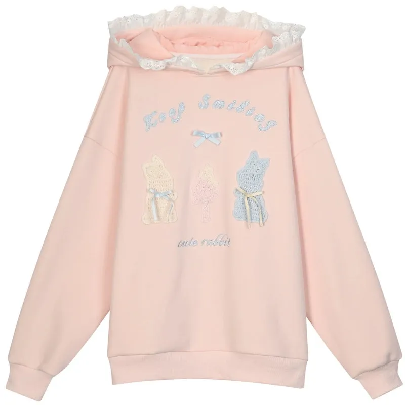 Sweet Ballet Style Pink Pullover Hooded Sweatshirt