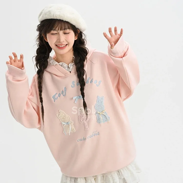 Sweet Ballet Style Pink Pullover Hooded Sweatshirt