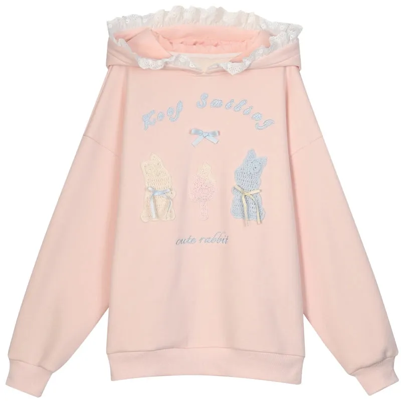 Sweet Ballet Style Pink Pullover Hooded Sweatshirt
