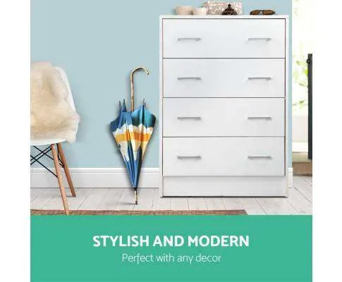 Tallboy Four Drawers - White