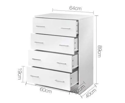 Tallboy Four Drawers - White