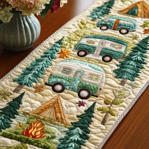 Teal Caravan Trail Quilted Table Runner NCU0NNT336