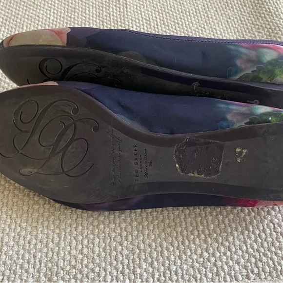Ted Baker London Imme 2 Ballet Flats Women’s EU 39 Floral Metal Rose Gold Bow