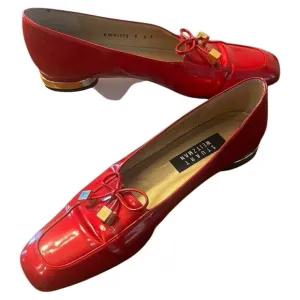 Vintage Stuart Weitzman Rare ballerina flat  Cherry  Red Patent Leather Bow 8w