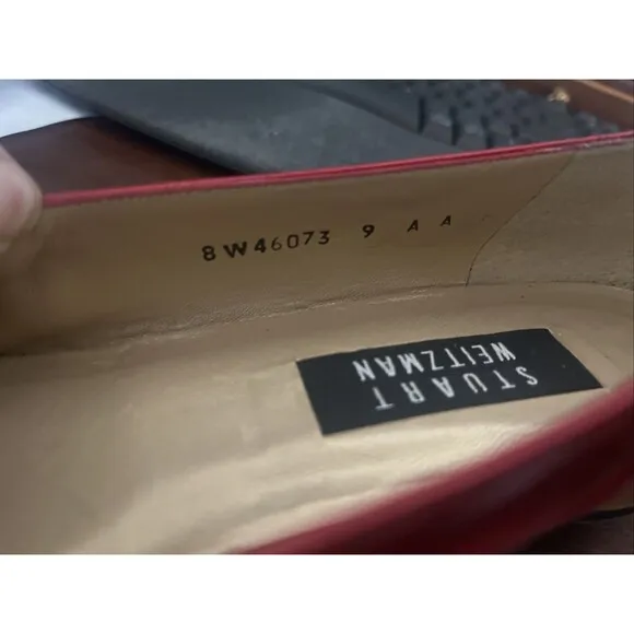 Vintage Stuart Weitzman Rare ballerina flat  Cherry  Red Patent Leather Bow 8w