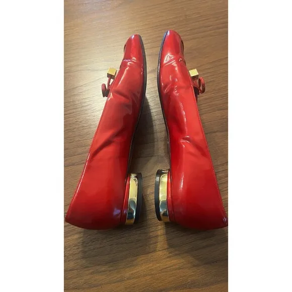 Vintage Stuart Weitzman Rare ballerina flat  Cherry  Red Patent Leather Bow 8w