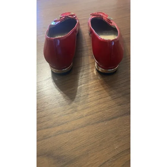 Vintage Stuart Weitzman Rare ballerina flat  Cherry  Red Patent Leather Bow 8w