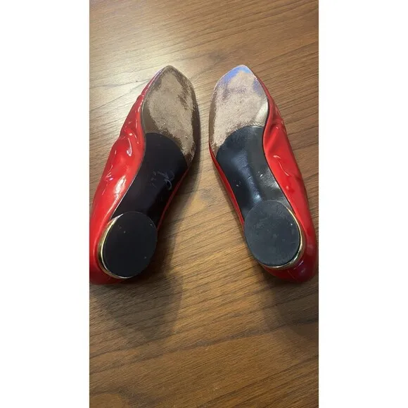 Vintage Stuart Weitzman Rare ballerina flat  Cherry  Red Patent Leather Bow 8w