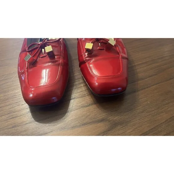 Vintage Stuart Weitzman Rare ballerina flat  Cherry  Red Patent Leather Bow 8w