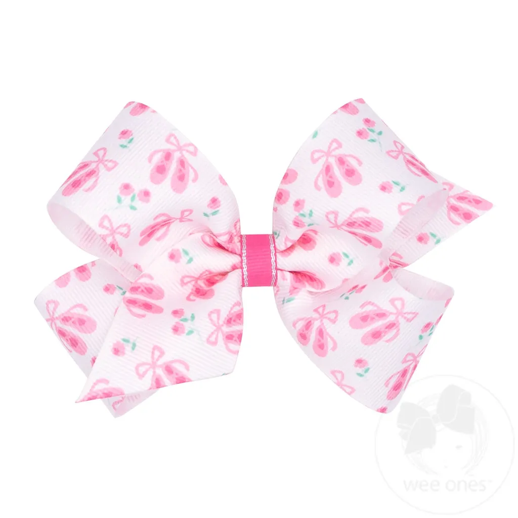 wee ones: Medium Ballet Slipper Print Grosgrain Print Hair Bow