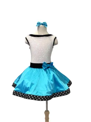 White Sparkle and Blue Satin Jazz Dress