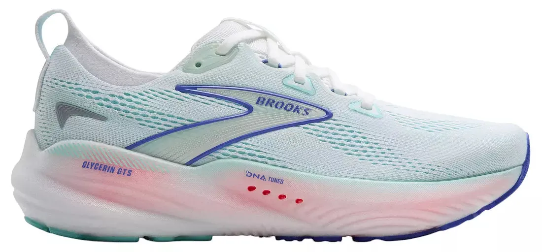 WOMEN'S BROOKS GLYCERIN GTS 22 | WHITE / LIMPET SHELL / AMPARO BLUE