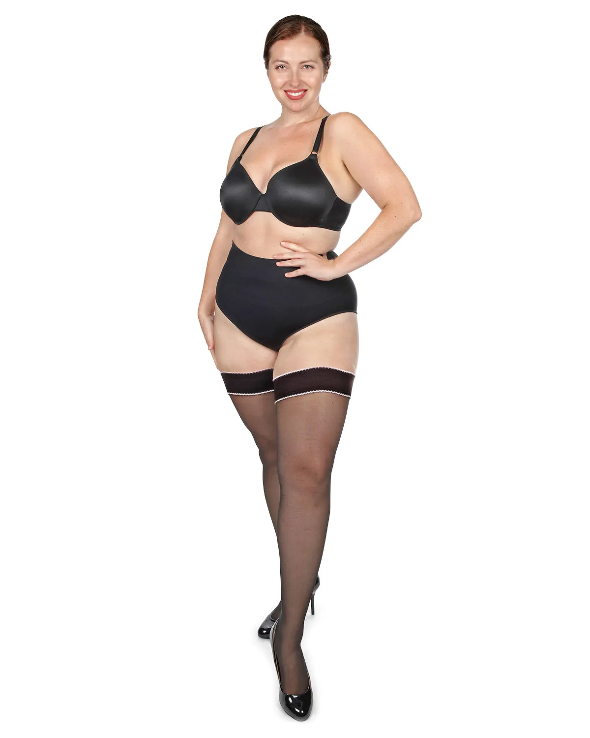 Women's Pretty in Pink Backseam Sheer 20 Denier Thigh High
