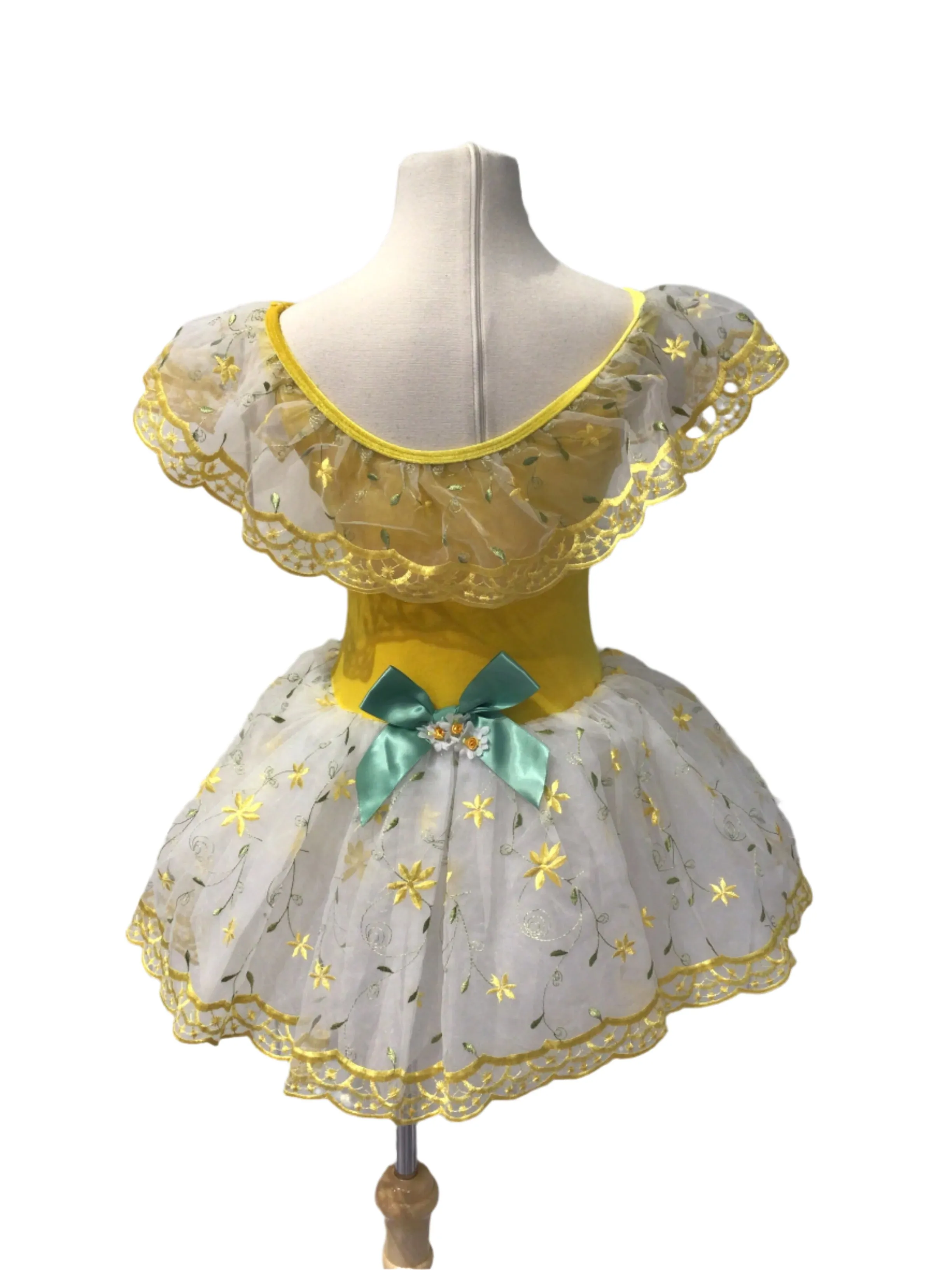 Yellow and White Lace Flower Tutu