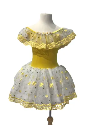 Yellow and White Lace Flower Tutu